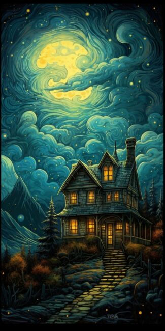 Starry Night Aesthetic Dark Wallpaper