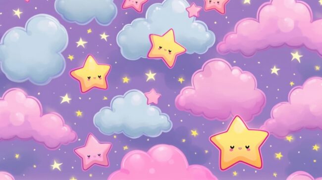 Stars and Clouds Pastel Aesthetic Wallpaper