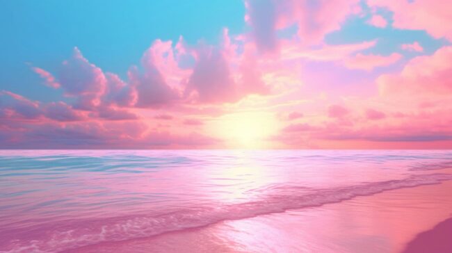 Sun over the Ocean Beach Background Desktop