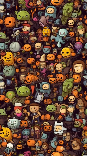 Tiny Spooky Characters Cute Halloween Wallpaper