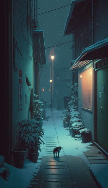Tokyo Snow Alleyway Lofi Background