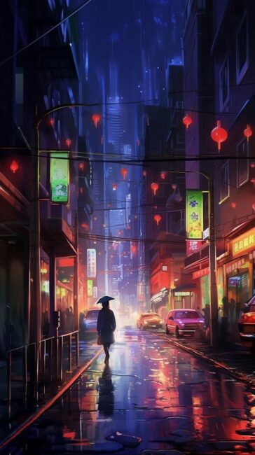 Walking with an Umbrella in the Rain Lofi Background
