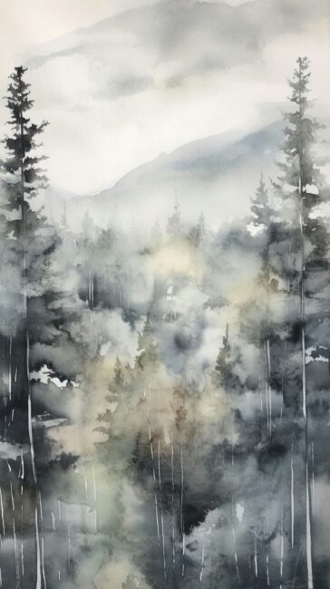 Watercolor Forest Grey Background