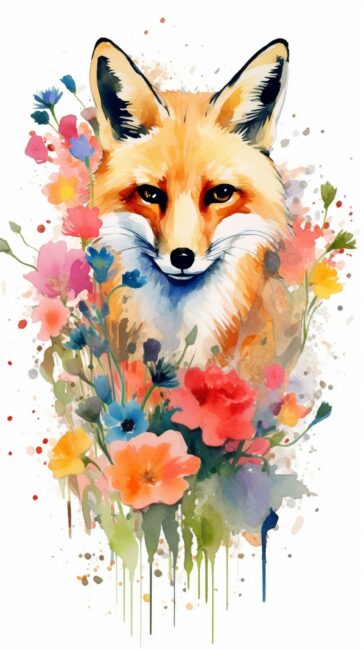 Watercolor Fox Nature Background