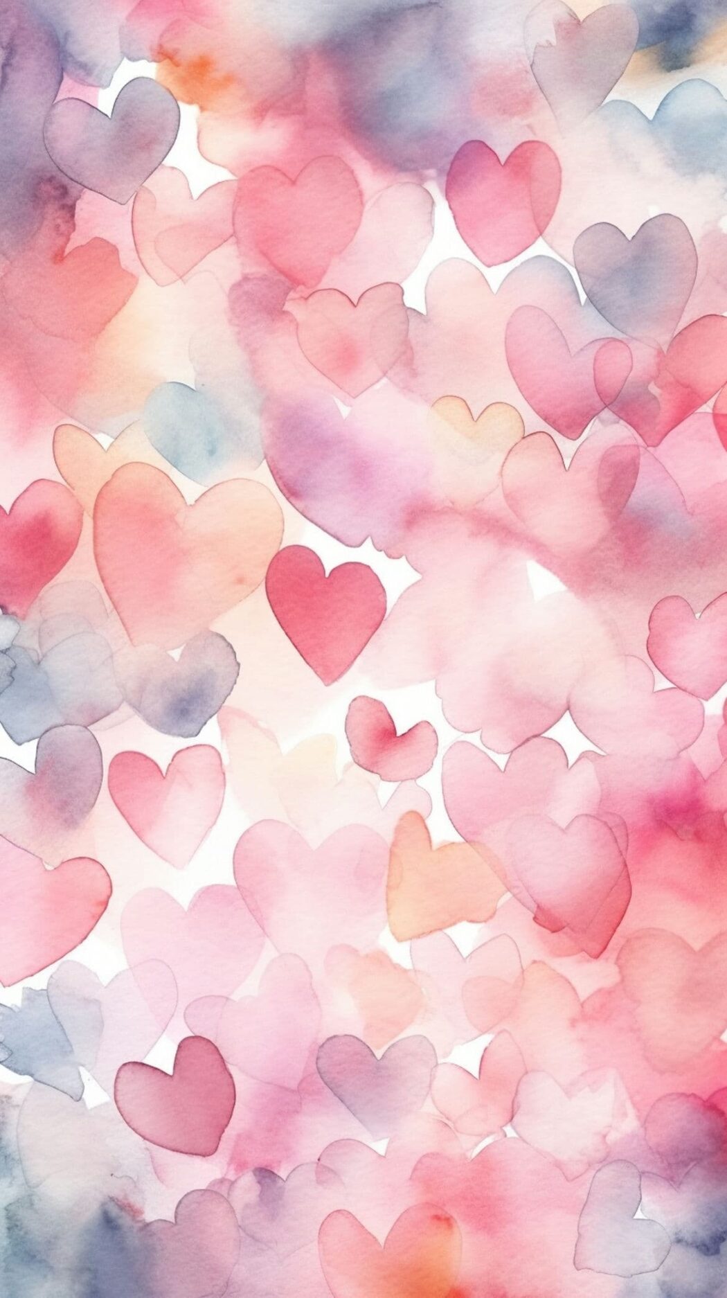 Love Backgrounds World of Printables - Watercolor Hears Love Background 1050x1874 