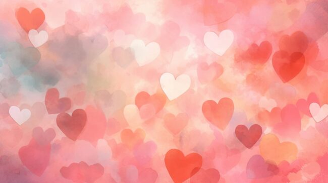 Watercolor Pink Hearts Wallpaper