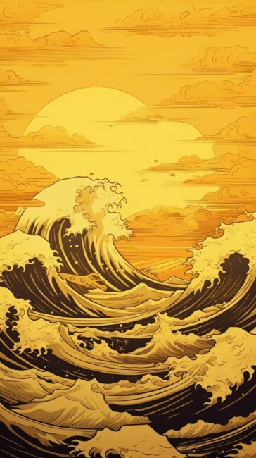 Waves Aesthetic Yellow Background