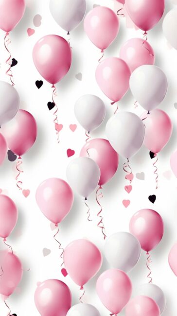 White and Pink Balloon Birthday Background