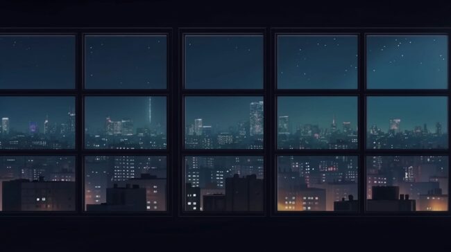 Window view to Night Lofi Background