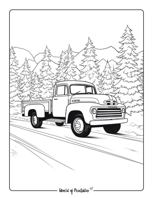 Winter Coloring Page - truck
