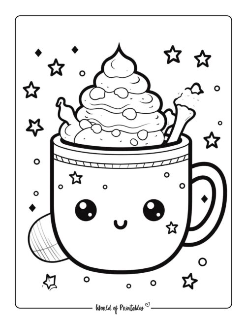 Winter Coloring Page - Hot coco