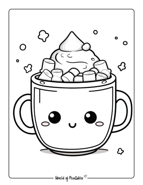 Winter Coloring Page - Hot Chocolate