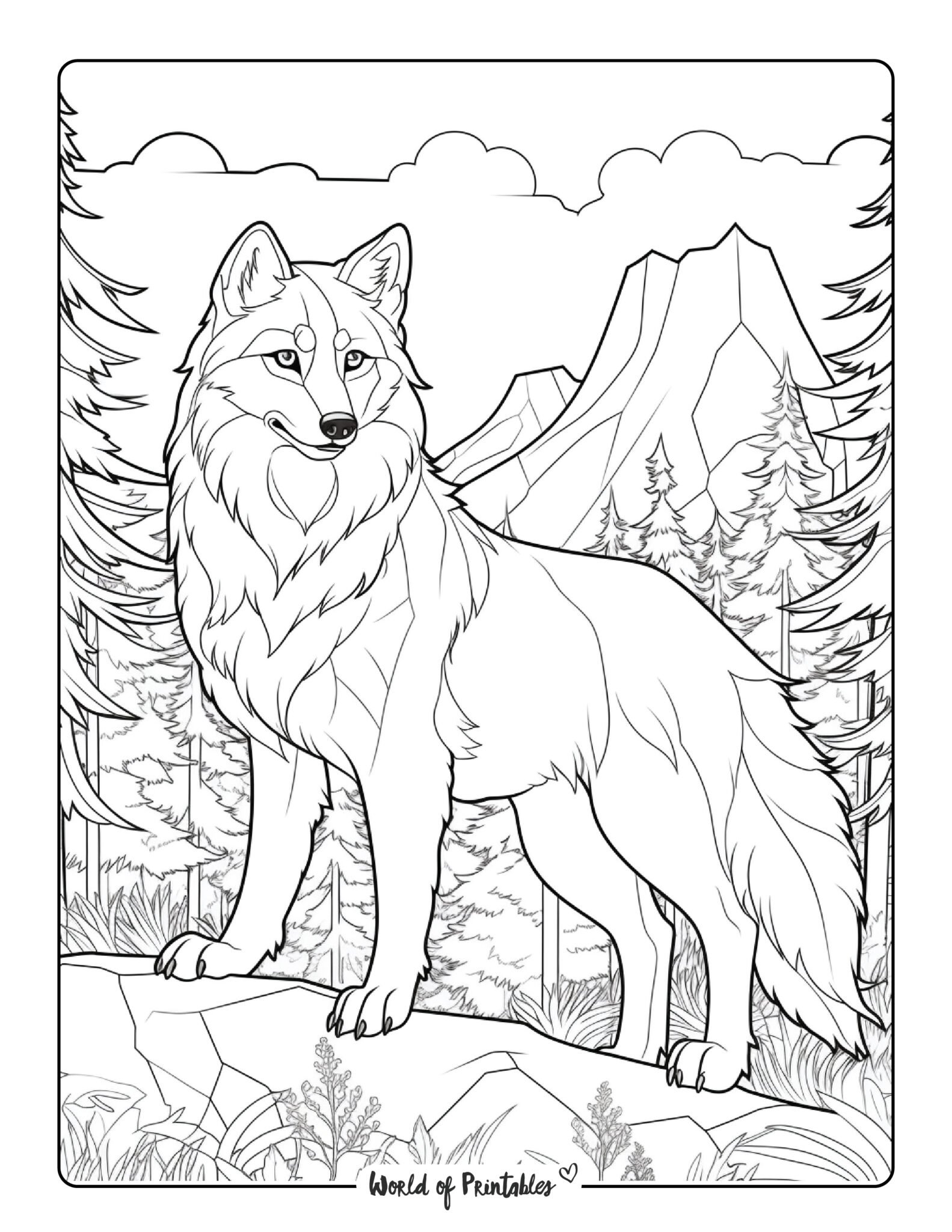 Wolf Coloring Pages For Kids Adults World Of Printables Wolf Coloring Pages For Kids Adults World Of Printables