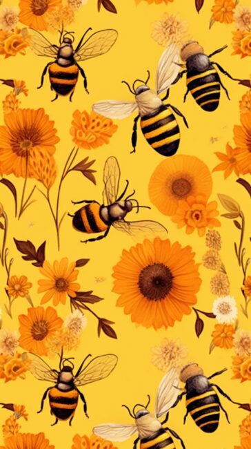 Yellow Aesthetic Wallpaper of Bumble Bees
