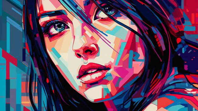 cool abstract painting wallpaper of girl