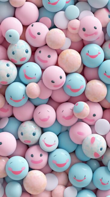 cool phone wallpaper of smile face pattern aesthetic pastel colors