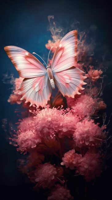 cool wallpaper of a butterfly on a pink flower