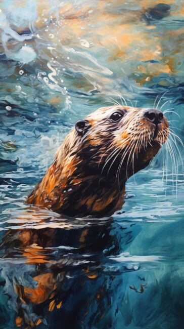 cool wallpaper of an otter in water