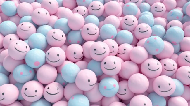 cool wallpaper of balls with smile face pattern aesthetic pastel colors