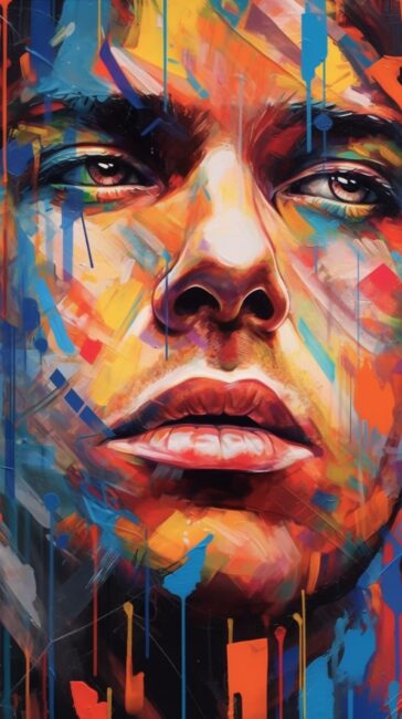 cool wallpaper portrait painting in colors of close up mans face