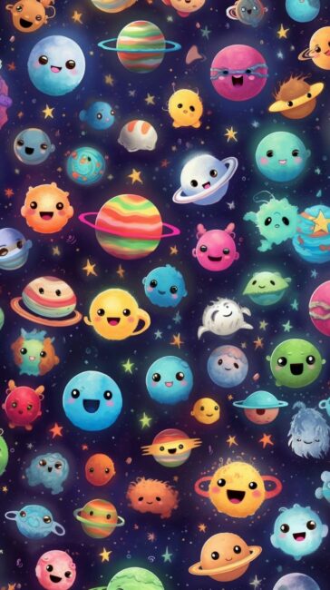 cute adorable space galaxy magical colorful happy wallpaper