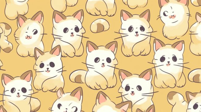 cute anime cat pattern wallpaper