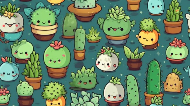 cute cactus chibi wallpaper