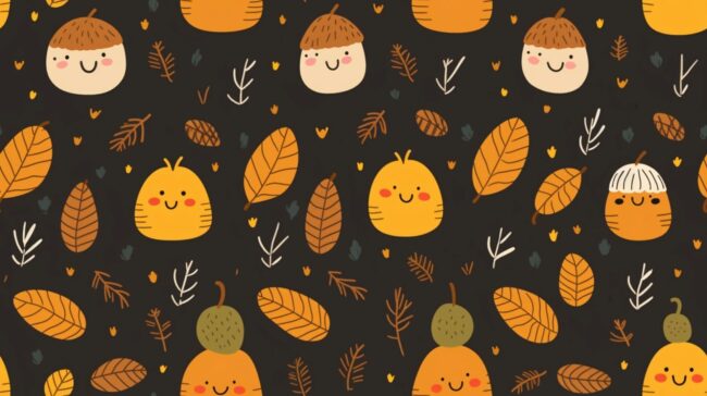 cute fall wallpaper of pumpkins and leaves