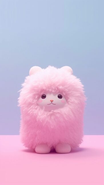 cute fluffy pink kawaii dog wallpaper