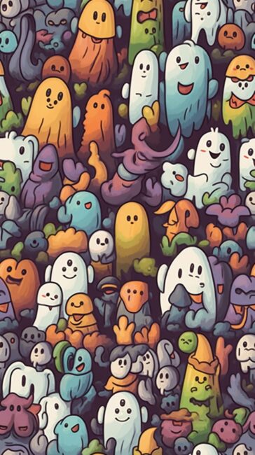 cute halloween ghost pattern phone wallpaper