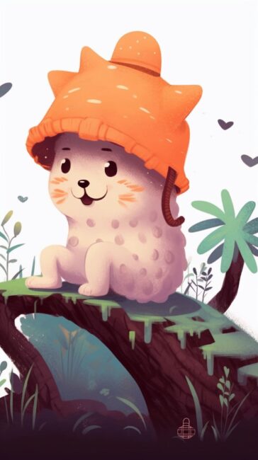 cute illustration cat with hat wallpaper