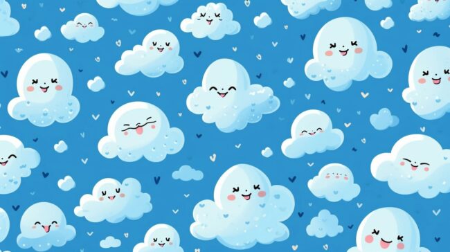 cute kawaii clouds pattern wallpaper