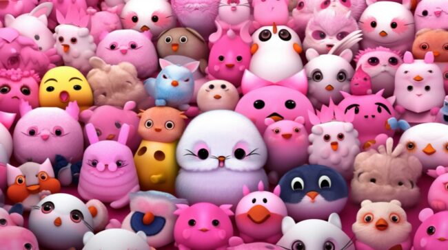 funny wallpaper of pink kawaii animals