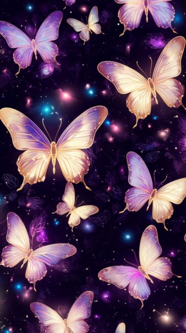 glittery background of cute butterflies pattern