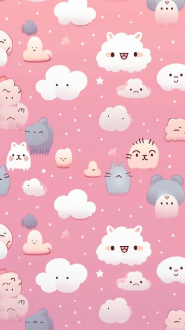 kawaii background of fluffy animals