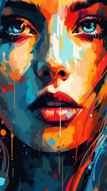 phone wallpaper of colorful painting of close up portrait