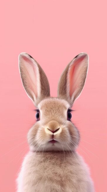 portrait of a cute rabbit on a pink background