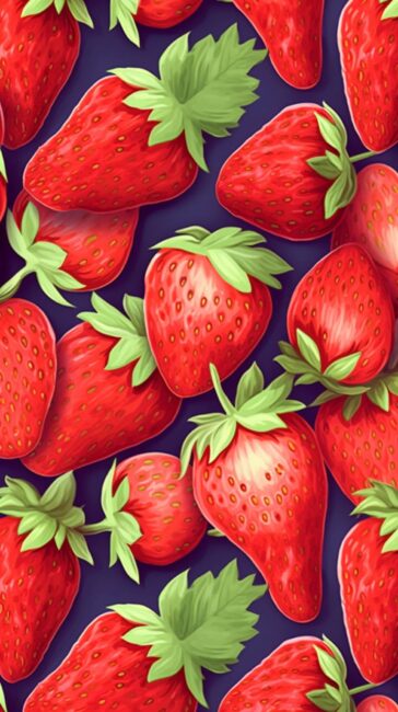 red strawberry pattern wallpaper
