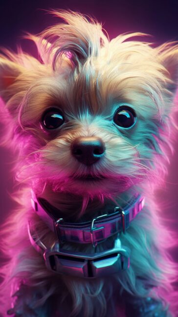 trendy colorful wallpaper of a cute dog