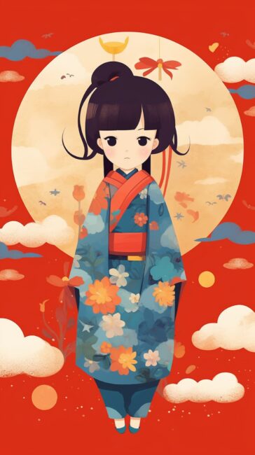 wallpaper japanese character with red background