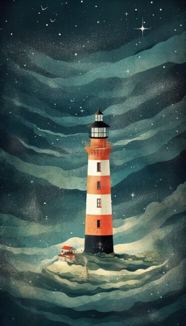 wallpaper lighthouse illustration at night