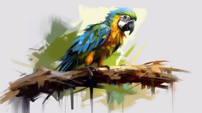 wallpaper of a colorful parrot painting