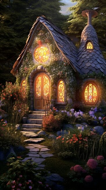 wallpaper of a cute fairy tale house