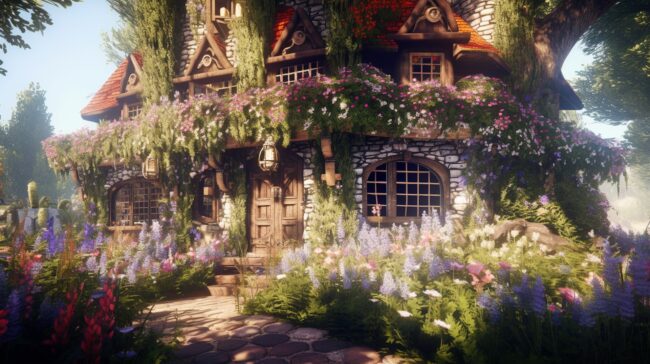 wallpaper of a fairy tale house