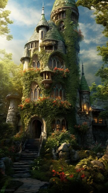 wallpaper of a whimsical fairy tale house