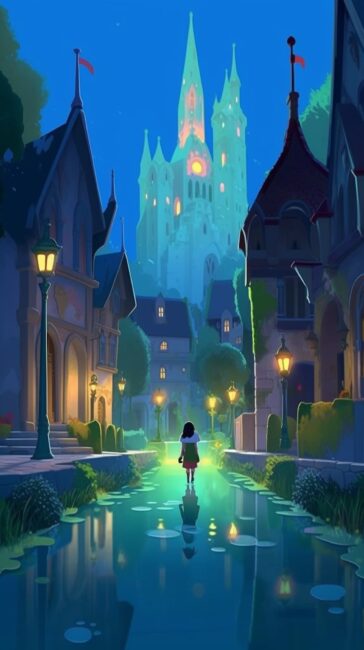 wallpaper of anime cityscape swiss valley lake architecture