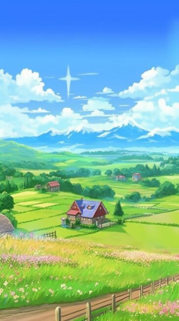 wallpaper of anime countryside landsape