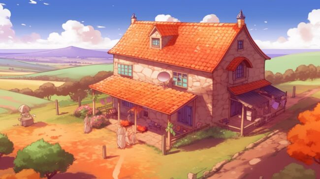 wallpaper of anime farm in landscape