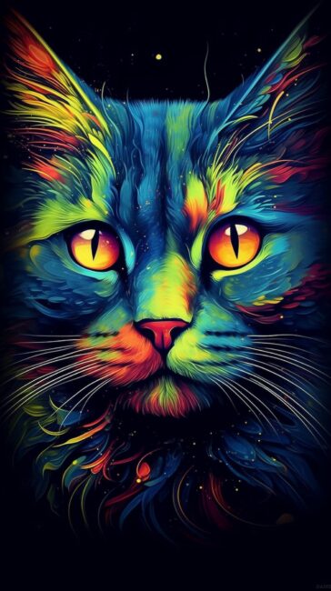 wallpaper of colorful cat