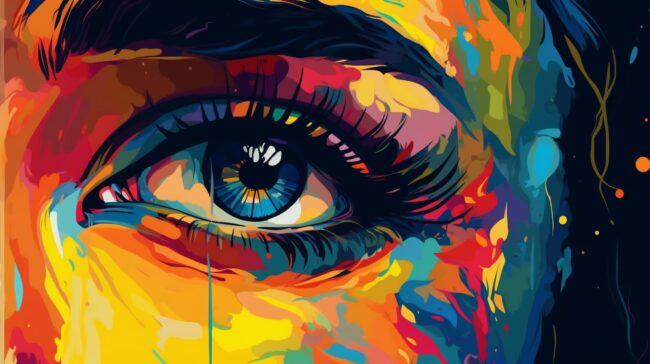 wallpaper of colorful close up portrait painting